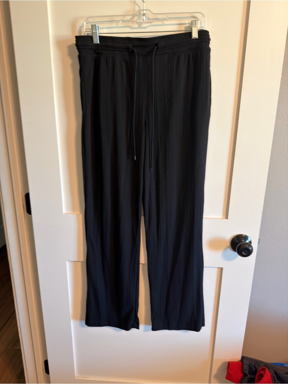 Pro Player Black Ribbed Wide-Leg Drawstring Pants